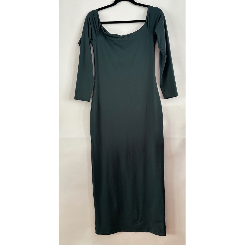Aritzia Contour Square Neck Long Sleeve Maxi Dress Green Large 120815